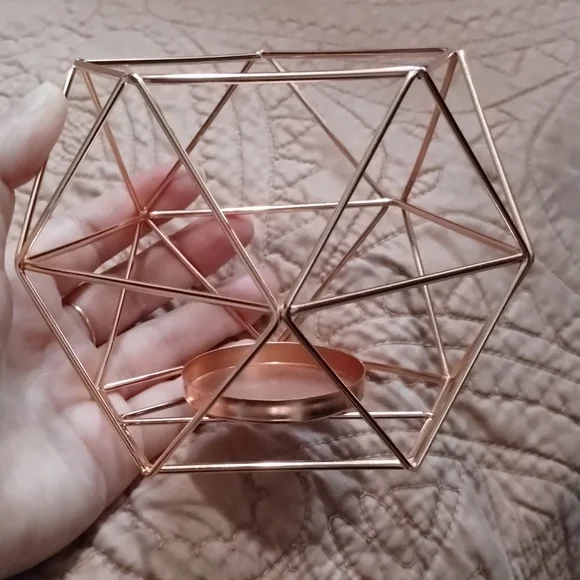NWOT Metal Candle Holder in Rose Gold - Picture 2 of 12
